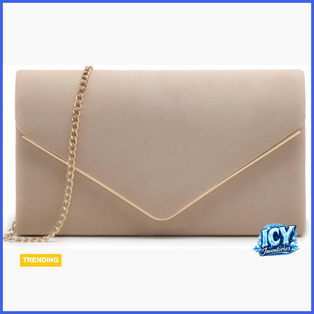 Faux Suede Evening Clutch Bag For Formal Party Wedding Cocktail Prom